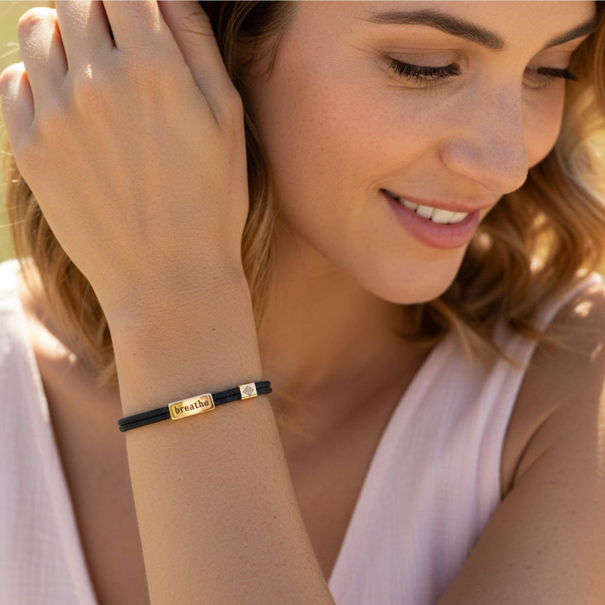 Sentiment Bracelet – Breathe | Black Cord