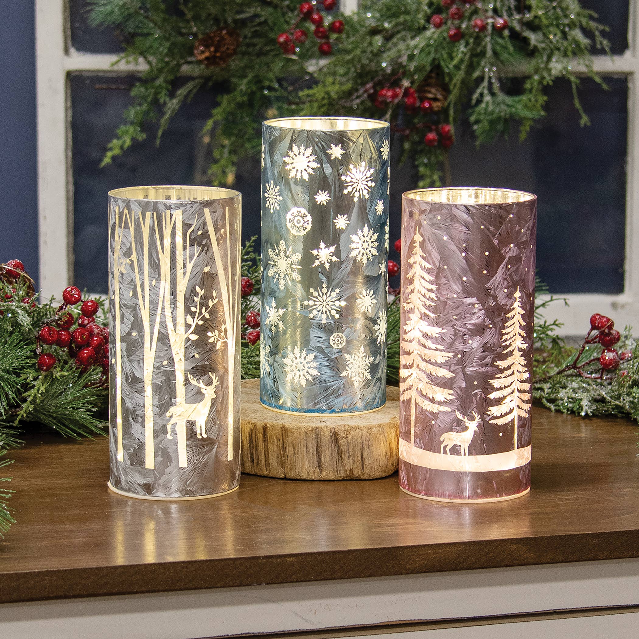 Winter Scene Luminary w/LED Lights