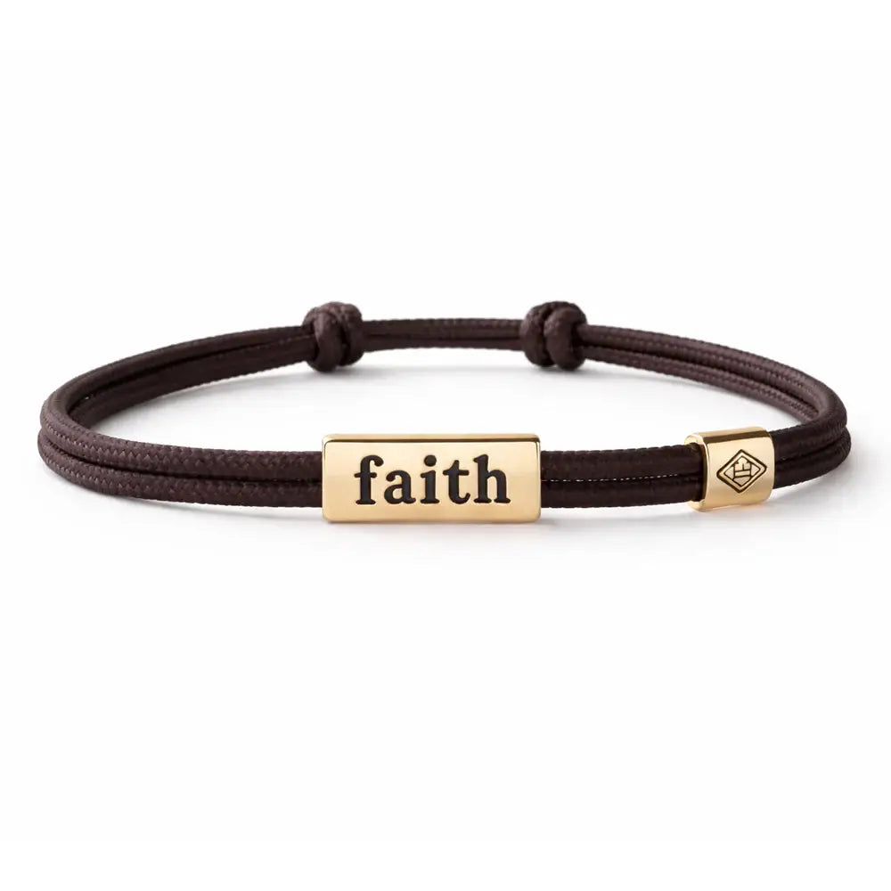 Sentiment Bracelet – Faith | Espresso Brown Cord |