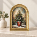 Gold Arch Framed Storybook Christmas Tree Art Print
