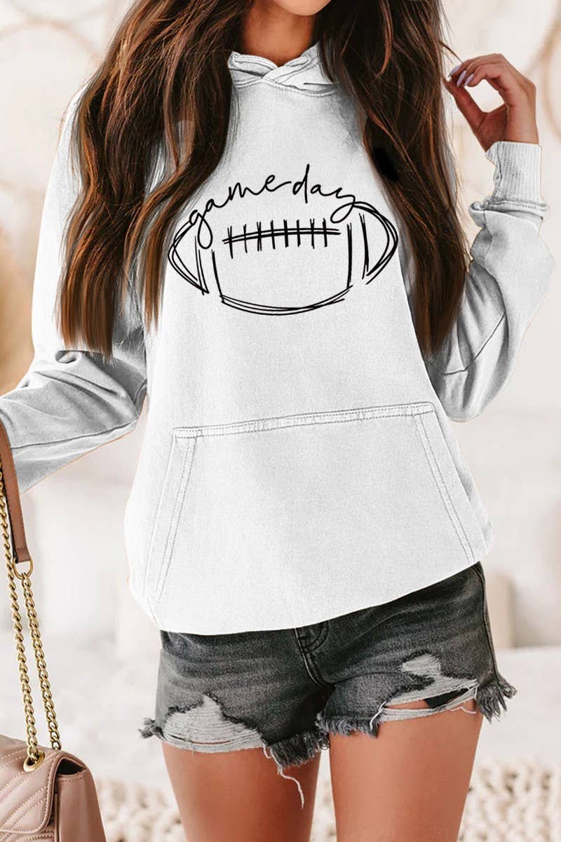 GAME DAY LONG SLEEVE HOODIE PULLOVER: White