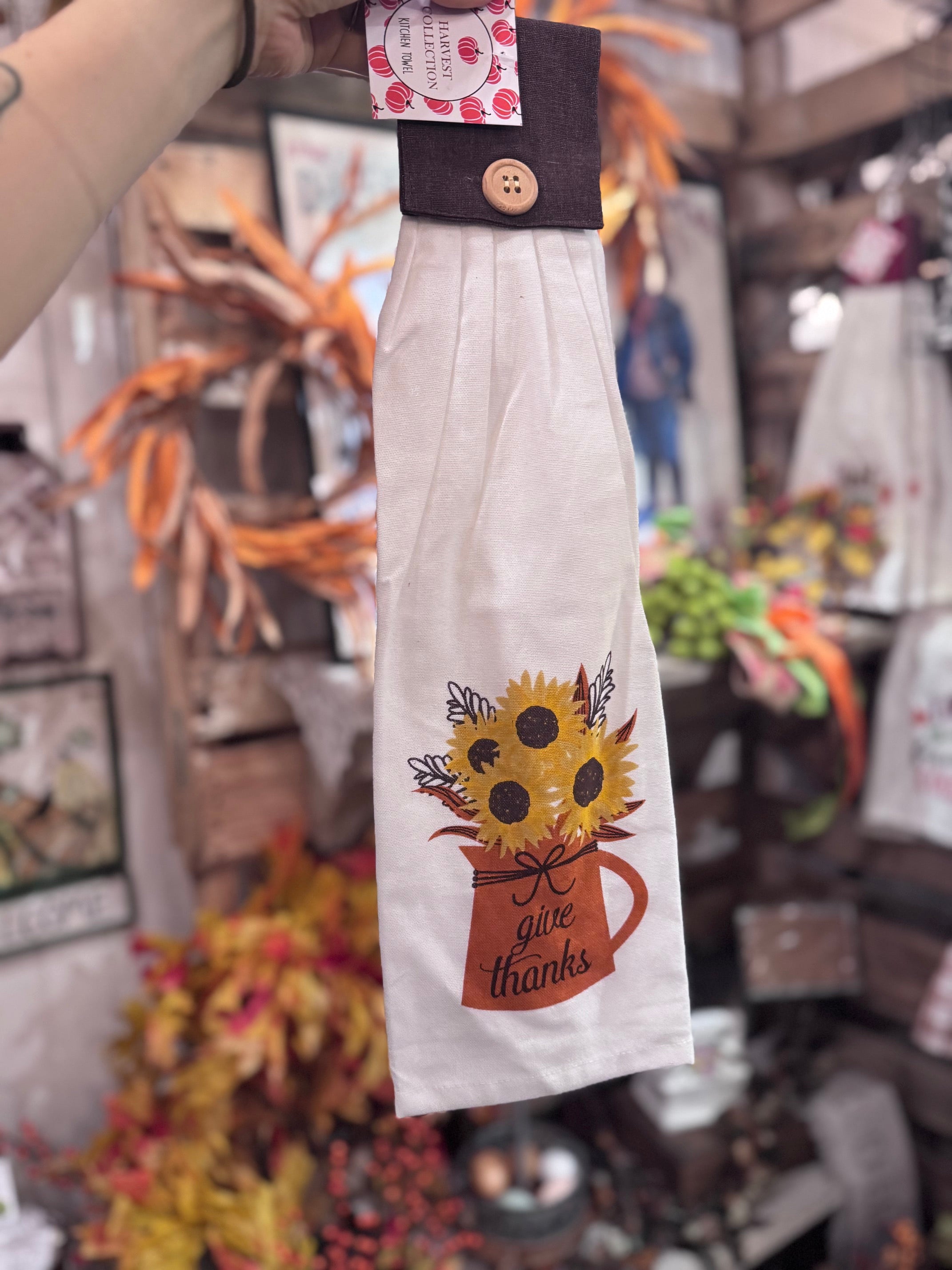 Give Thanks Button Towel