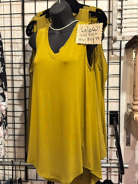 Olive Green Long Flowy Tank