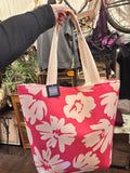 Large Tote Bag- Pink and White Floral- CLEARANCE