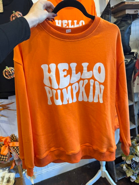 "Hello Pumpkin" Crewneck Sweatshirt- CLEARANCE