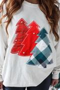 White Pearl Plaid Tree Sweatshirt