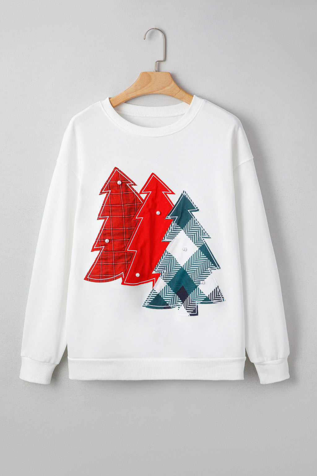 White Pearl Plaid Tree Sweatshirt