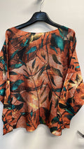 VI147 Rust Round Fall Neck Knit Printed Sweater LOOWIE