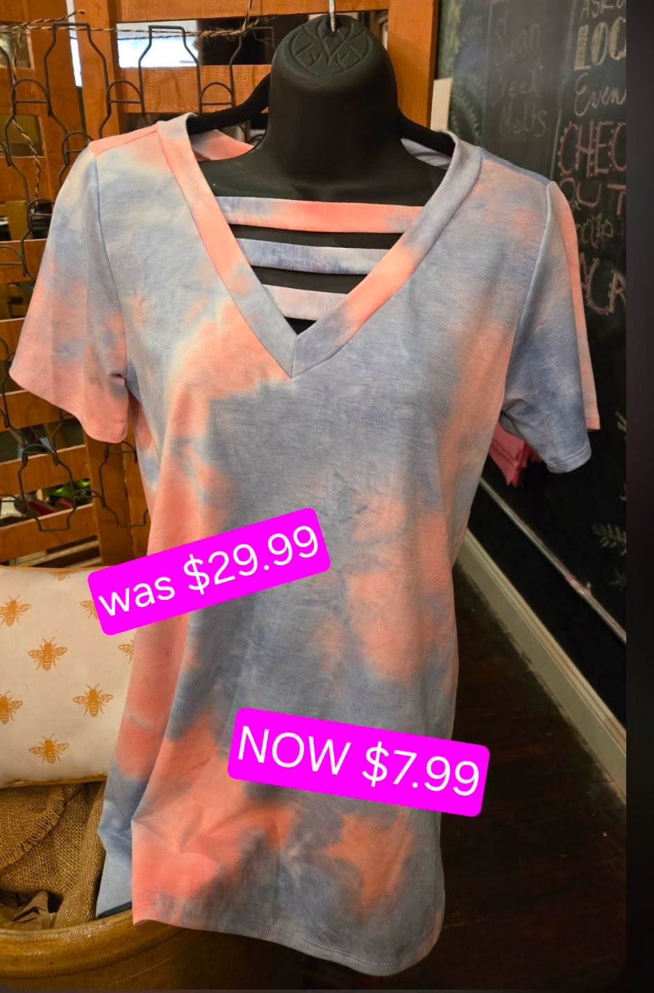 Pink and Blue tie-dye style top