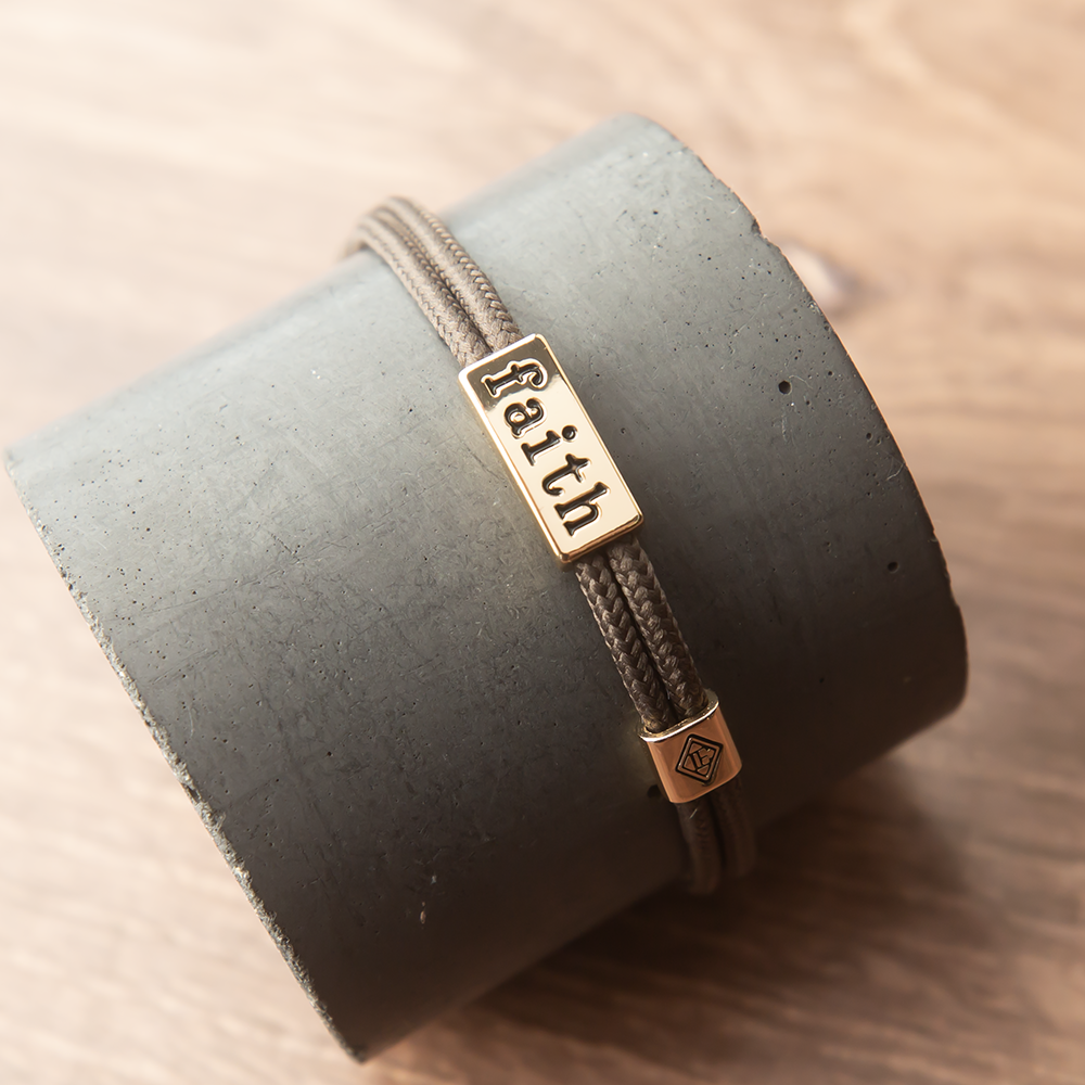 Sentiment Bracelet – Faith | Espresso Brown Cord |