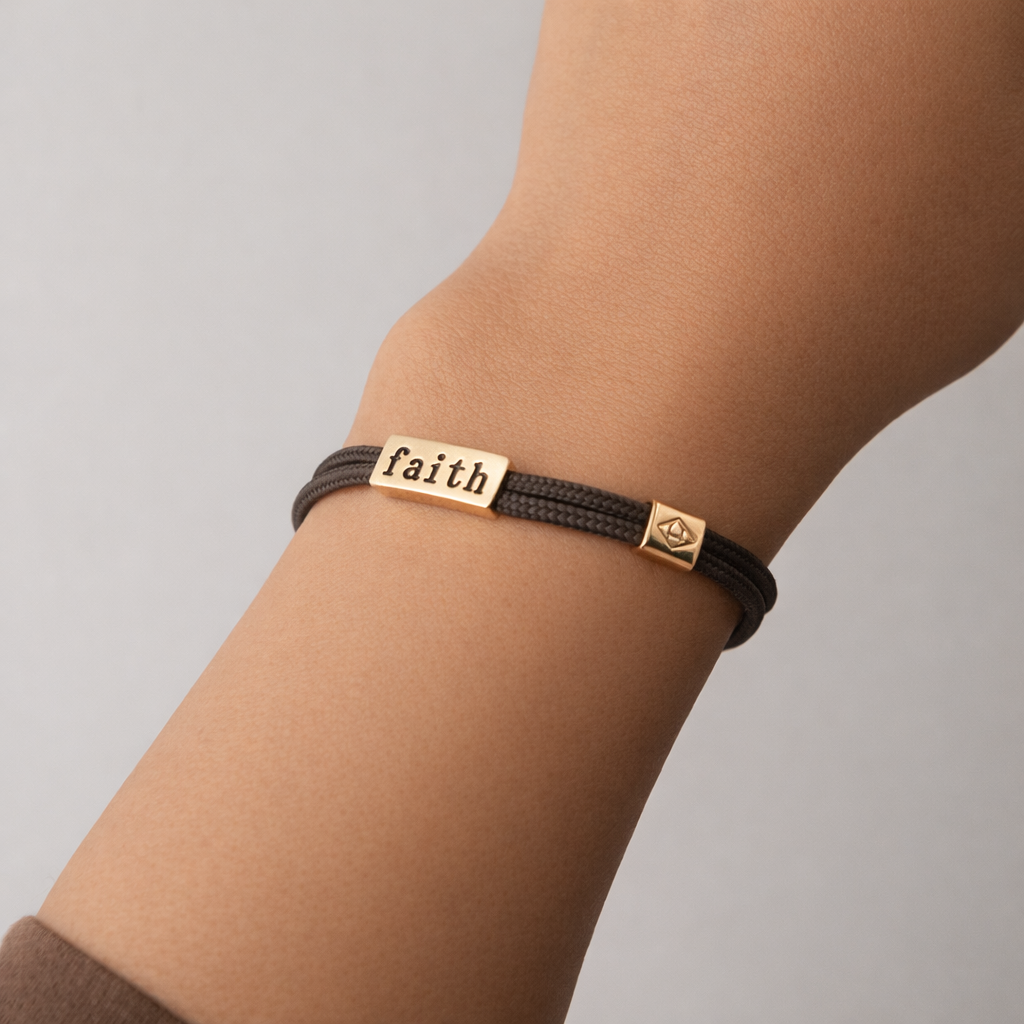 Sentiment Bracelet – Faith | Espresso Brown Cord |
