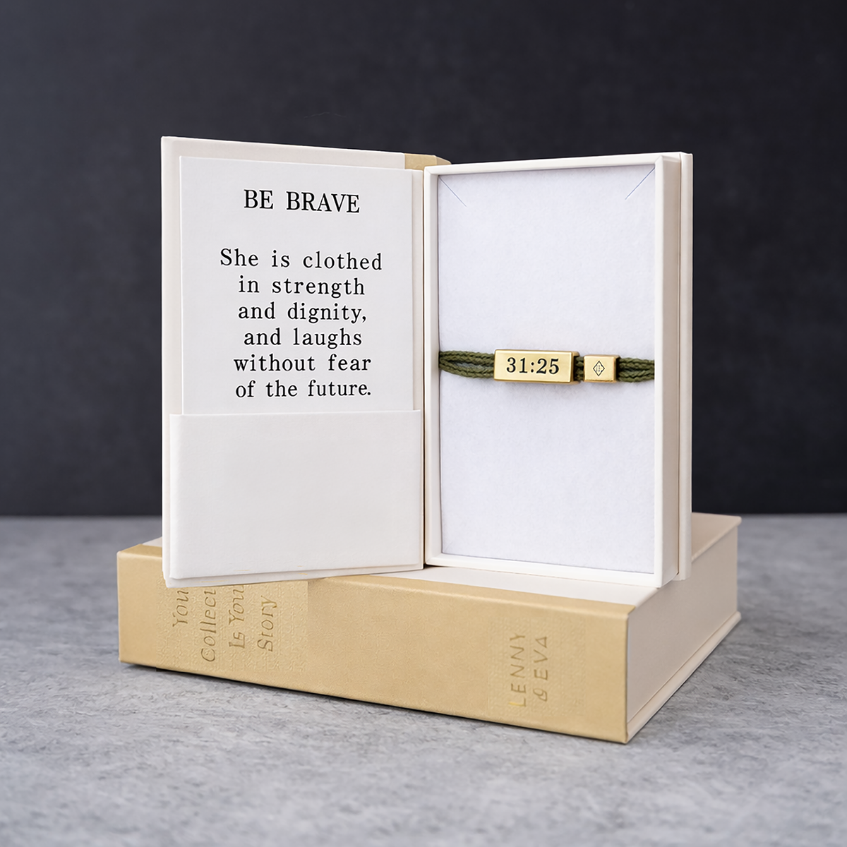 Sentiment Cord Bracelet-Proverbs 31:25, Be Brave