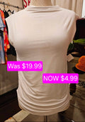 White Scrunched High-Collar Tank Top